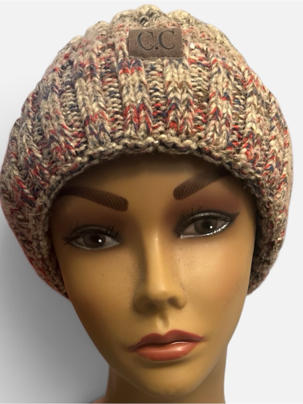 C.C Beige Multicolor Speckled Knit Beanie - C.C